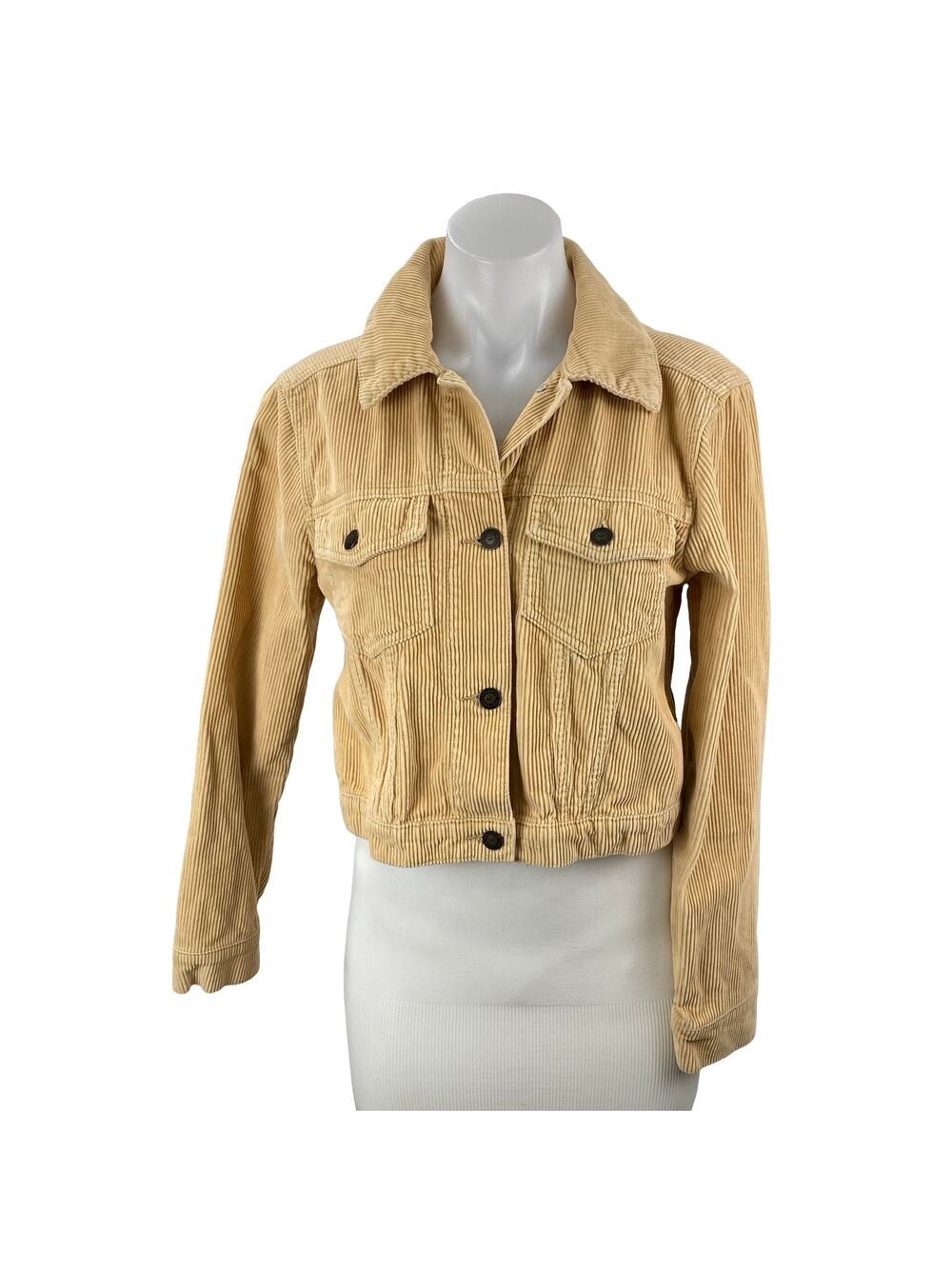 Hollister Women's Tan Corduroy Long Sleeve Button Up Trucker Shirt Jacket Size S